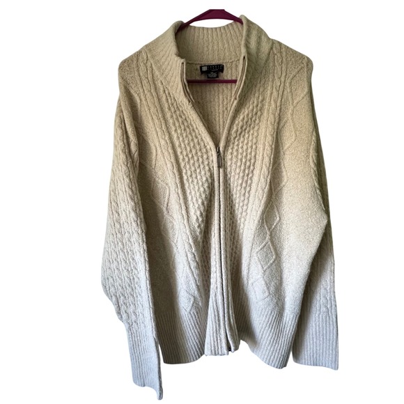 Carole Little Woman 3X Cable Knit Zip Front Cardigan Sweater Cozy Plus Size - Picture 1 of 6